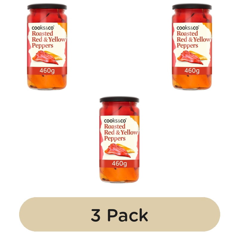 Cooks & Co Roasted Red & Yellow Peppers 460g, British Import (Pack of 3)