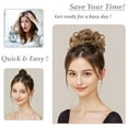 thumbnail image 5 of Qlenkay Gorra de béisbol con extensiones de cabello 14 pulgadas ondulado rizado Bob peinado peluca ajustable sombrero adjunto postizo sintético para mujer marrón medio, 5 of 5
