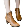 thumbnail image 5 of Mostsola Womens Round Toe Ankle Boots Stacked Heel Booties Retro Side Zipper Short Boots, 5 of 7