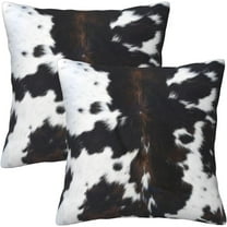 Cow Print Throw Pillow Covers Soft Square Cushion Highland Cattle Pillowcase Set of 2 for Sofa Couch Home Decor 18 X 18 in