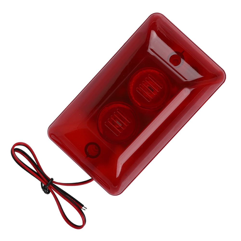 Tebru 12V 15W Wired Strobe Siren Sound Alarm Strobe Flashing Red Light Sound Siren for Home Hotel , Light Sound Siren,Wired Strobe Siren