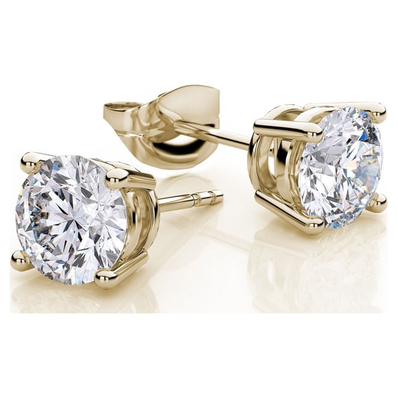 Aretes Radiant Charm con Zafiro Blanco de 2 Quilates en Oro Amarillo de 18K – Paris Jewelry® | Regalo de Lujo Unisex