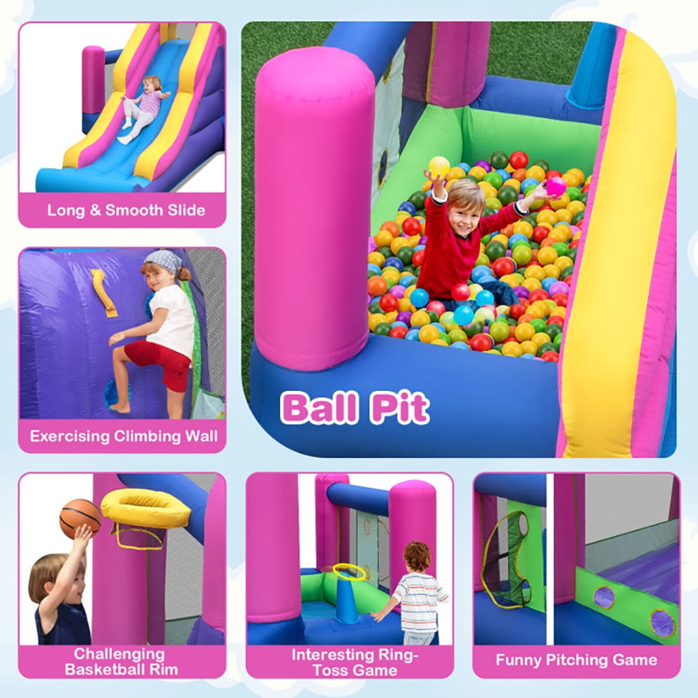 Aimee Lii 7-in-1 Kids Inflatable Bounce House with Long Slide and 735W Blower, Playhouse for Kids Outdoor Aimee Lii 7-in-1 Kids Inflatable Bounce House with Long Slide and 735W Blower, Playhouse for Kids Outdoor