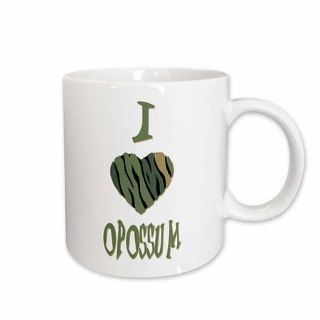 

3dRose Camo Colored Striped I Love Opossum Ceramic Mug 11-ounce