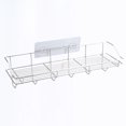 thumbnail image 2 of Estante de almacenamiento de acero inoxidable sin perforaciones para cocina, estante de pared, organizador con 6 ganchos (estante de almacenamiento + adhesivo)., 2 of 6