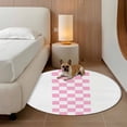 thumbnail image 2 of Minimalist Pink 5FT Round Area Rugs for Living Room Buffalo Check Plaid Farmhouse Farm Theme Ultra-Thin Non-Slip Round Rugs Machine Washable Low Pile Circle Carpet for Bedroom Kitchen Nursery, 2 of 9