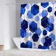 thumbnail image 5 of Blue Bathroom Curtain Set, 4Pcs Modern Art Geometric Shower Curtain with 12 Hooks, Waterproof, Blackout, 70.8' L x 70.8' W, 5 of 7