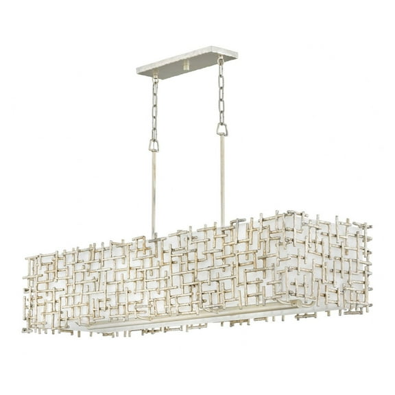 -Eight Light Linear Oval Chandelier In Transitional Style-24.25 Inches Wide By 23.75 Inches Tall-Silver Leaf Finish Fredrick Ramond Lighting