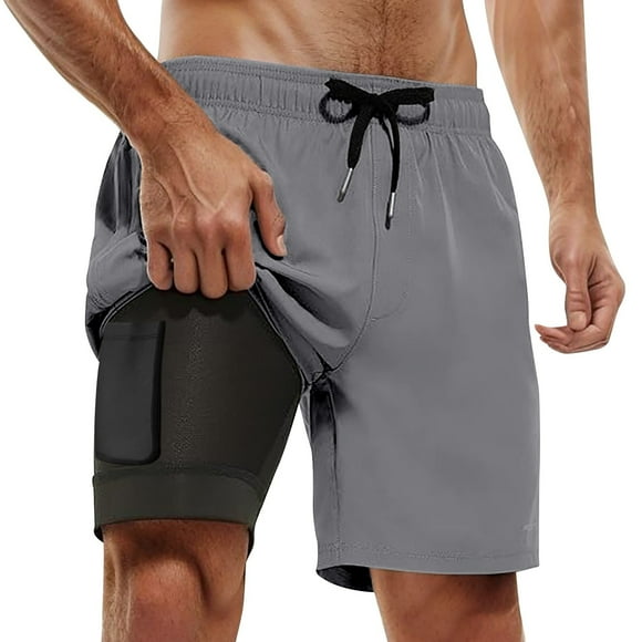 Men Swim Trunks with Compression Liner Inseam Board Shorts Bathing Suit with Pockets - 95% Polyester, Perfect for Beach Sports, Swimming, and Surfing