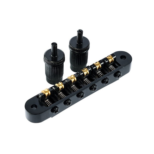 Toystoory Puente de sillín de rodillo de guitarra, accesorios de puentes ajustables con bloqueo de orificio de poste, pieza trasera para eléctrico Accesorios para instrumentos musicales Negro Toystoory OD032285-03B