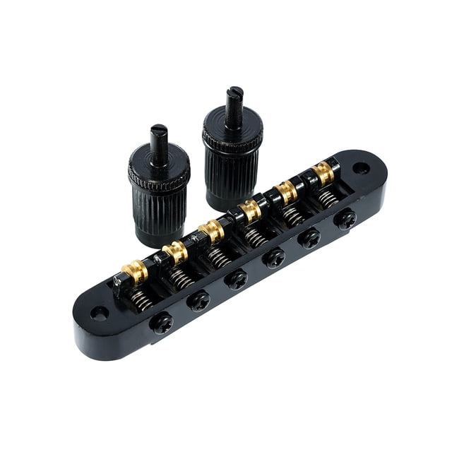 Eigraketly Puente de sillín de rodillos con conjunto de reemplazo de agujero de poste, pieza trasera de bloqueo, guitarras eléctricas de 6 Accesorios para instrumentos musicales Negro