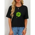 thumbnail image 1 of HEMITONG Women'S Casual Graphic T-Shirt Clover Short Sleeve Crew Neck Tee For Adult, Men, Women, Teen, Teenager, Adolescent, Youth, 1 of 7
