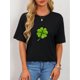 thumbnail image 1 of Camiseta de algodón extragrande para mujer: Top suave de manga corta con cuello redondo y estampados abstractos, 1 pieza, camiseta informal, 1 of 6