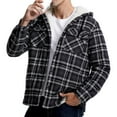 thumbnail image 4 of GrmtClth Men's Fleece Jackets Plaid Sherpa Lined Hooded Jackets Zip Up Comfy Soft Warm Hoodie Loose Fit Outdoor Long Sleeve Jacket Gray XXXL, 4 of 7