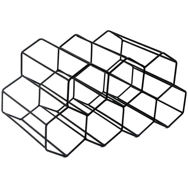 Rawiri Buruis Botellero de Metal para 9 Botellas, Soporte Independiente para Almacenamiento de Vino en la encimera, Protector de Ahorro de Espacio para Vinos Tintos y Blancos - Negro$ Botellero