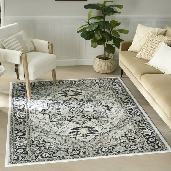 Nourison Dekor 4' x 6' Ivory Charcoal Vintage Indoor Rug