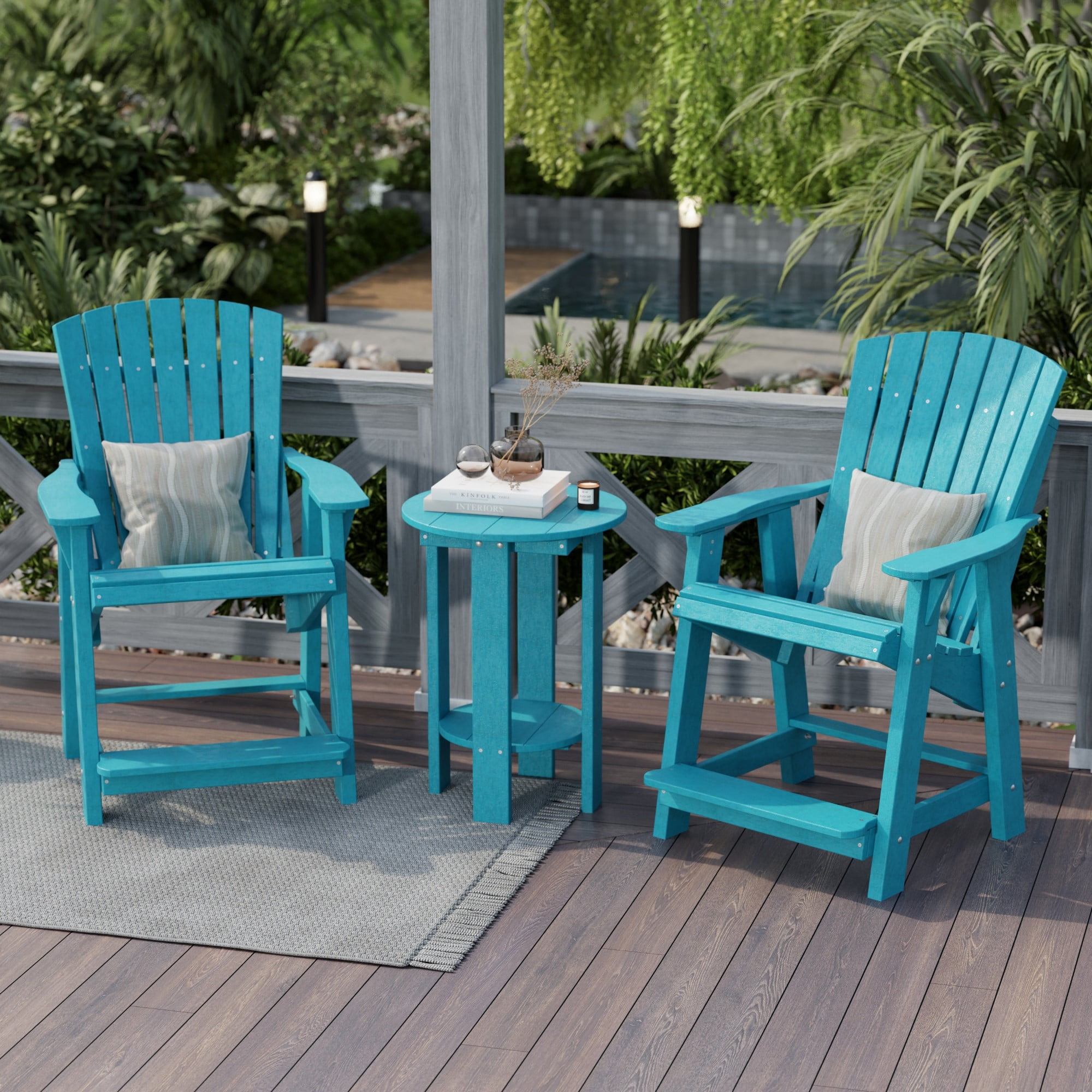 Wildridge Heritage High Adirondack Chair, Aruba Blue - All-Weather Recycled Plastic Furniture for Patio, Deck, Lawn