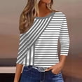 thumbnail image 6 of cocolona Womens Casual Striped Tops Crew Neck 3/4 Sleeve Pullover Shirts Outfits Basic Tees, 6 of 7
