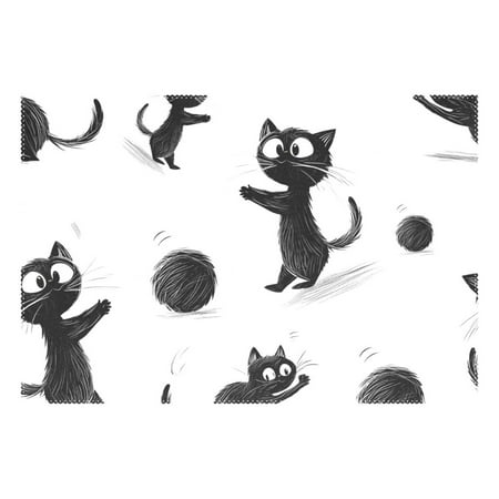 

Ryvnso 1 Piece Placemats Cat Balls Dining Mats Heat-Resistant Non-Slip Washable Table Mat