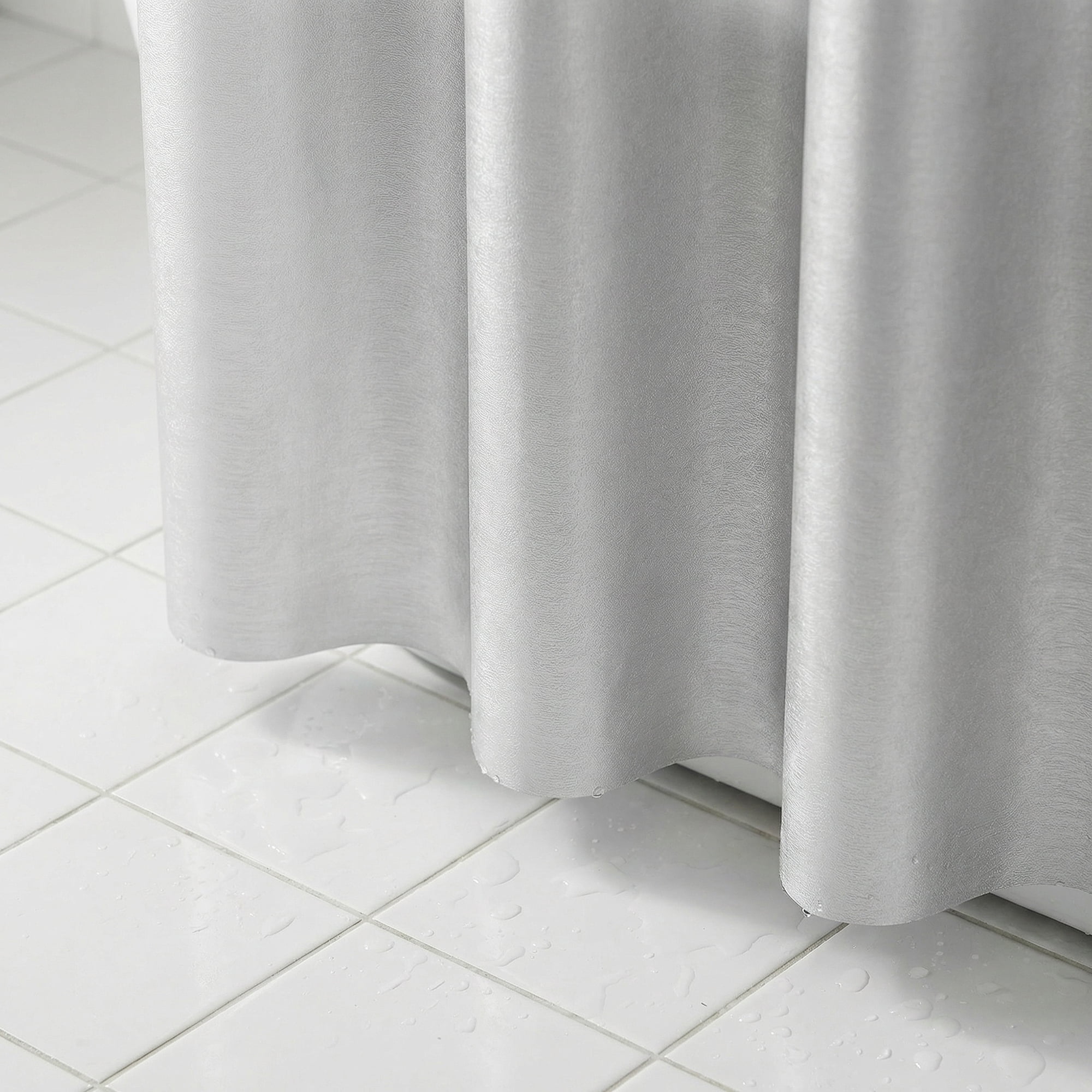 Unique Bargains Semi-Transparent Waterproof Bath Curtain with 12 Hooks Grey 71"W x 71"L