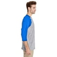 thumbnail image 3 of Gildan Raglan Three-Quarter Sleeve T-Shirt for Men’s Heavy Cotton GR57 Crew Neck Tee Sport Grey/ Royal, 3XL, 3 of 5
