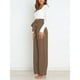 thumbnail image 4 of Pantalones largos de pierna, pantalones cómodos de pierna ancha y larga para mujer, pantalones con lazo en la cintura, instalación sin esfuerzo, 4 of 8