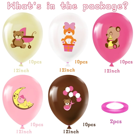 Grobro7 Pink Bear Balloons for Party Decorations,12inch Latex Balloons for Birthday Party,50pack