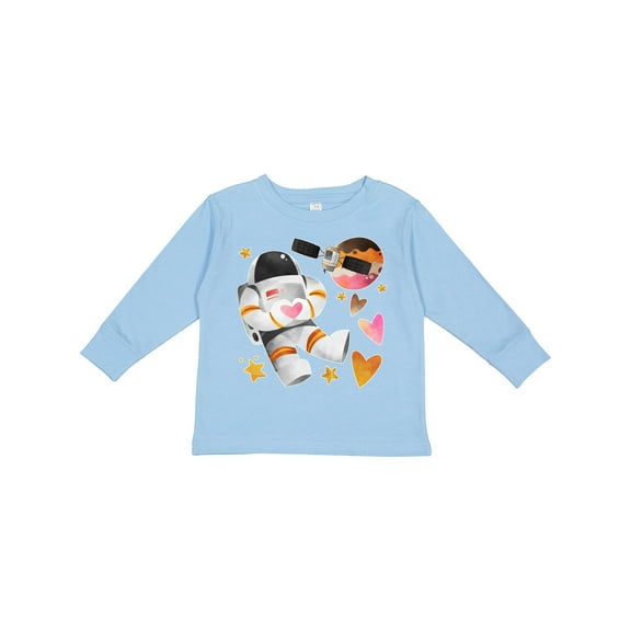 Inktastic Astronaut Valentine Outer Space Hearts Boys or Girls Long Sleeve Toddler T-Shirt