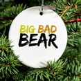 thumbnail image 2 of DistinctInk Hanging Ceramic Christmass Tree Ornament with Gold String - Great Gift / Present - 2 3/4 inch diameter - Big Bad Bear, 2 of 2