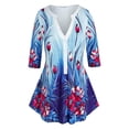 thumbnail image 1 of Camiseta de impresión floral de media botón de tamaño Rosegal Camisetas tallas grandes, 1 of 5