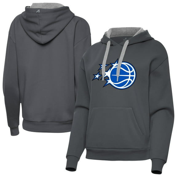 Women's Antigua Charcoal Orlando Magic New Logo Victory Pullover Hoodie
