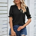 thumbnail image 4 of YYDGH Womens Puff Short Sleeve Tops Soft Casual Pullover Shirt Lightweight Womens Work Tops Black XXL, 4 of 5