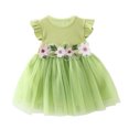thumbnail image 2 of QTOCIO Toddler Girls Dresses, Baby Girl Clothes, Toddler Kids Baby Girls Fashion Cute Sleeveless Sweet Flower Lace Dress, Green, 12 Months, 2 of 5