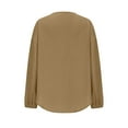 thumbnail image 5 of Olyvenn Womens Cotton Gauze Long Sleeve Button Down Linen Shirts Summer Casual V Neck Blouse Loose Beach Vacation Tunic Top Khaki XL, 5 of 6