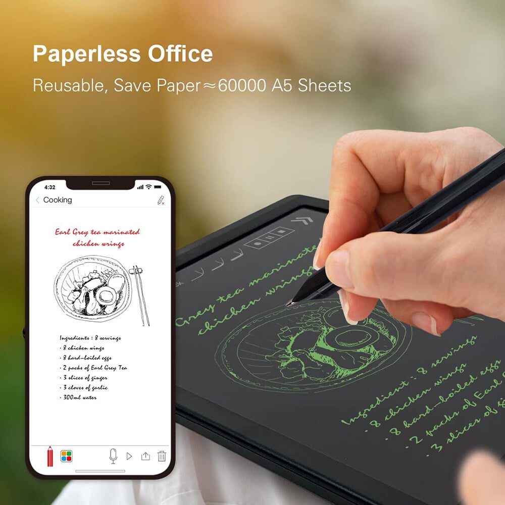 Bisofice Notebook Digital Pen Smart Pen Writing Set Includes Smartpen Smart A5 PU Leather Notebook & Reusable Writing Tablet & B5 Paper BT Wireless Connection Compatible with Boardpen and Ophaya APP