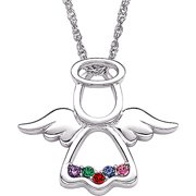 Personalized Planet Family Family Birthstone Angel Sterling Silver Pendant