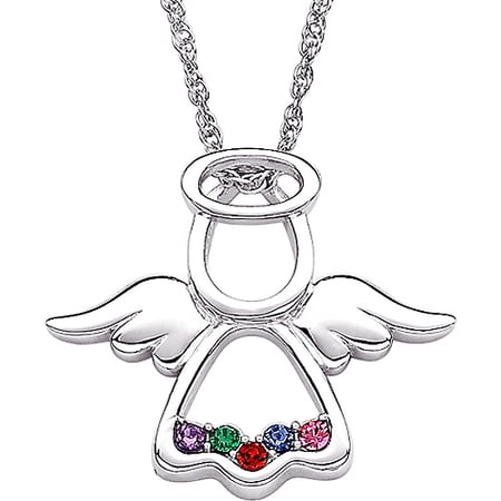 Personalized Planet Family Family Birthstone Angel Sterling Silver Pendant