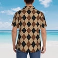 thumbnail image 4 of Rateoe Argyle of brown Pattern Men’s Hawaiian Shirt – Short Sleeve Button-Down Tropical Beach Shirt, Lightweight & Breathable Casual Aloha Shirt with Pocket,Small, 4 of 7