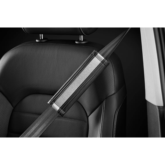 Auto Drive 1Piece Car Seat Belt Pad Diamond Leather Black/Silver - Universal Fit, 23SBP100-1