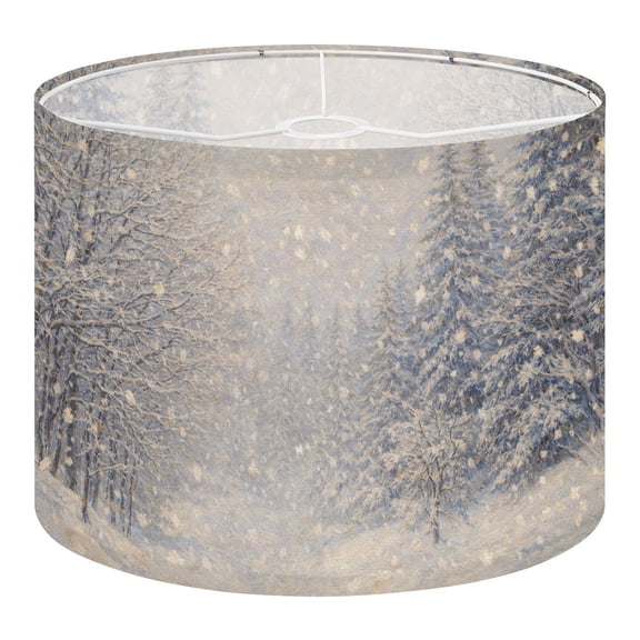 Linen Drum Lampshades Winter Snow Blizzard Forest 13"x13"x10" Light Shade for Table Lamps Floor Lamp Shades Lampshade Replacement Assembly Required