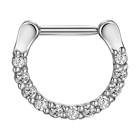 Surgical Steel Cubic Zirconia Set Septum Clicker Silver Septum Piercing Rings 16g Septum Jewelry Septum Ring Hoop