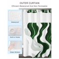 thumbnail image 2 of No Hook Cloth Fabric Shower Curtain with Snap in Liner, Green Stripe Waterproof Shower Curtains Set with See Through Top Window, Geometric White Wave Modern Ocean Bath Curtains Shower 72"x72", 2 of 6
