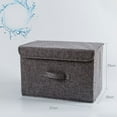 thumbnail image 1 of Innerwin Storage Cube Linen Fabric Basket Bins Foldable Clothes Storages Box With Lids And Handle Toys Organizer Magazines Gray Small, 1 of 2