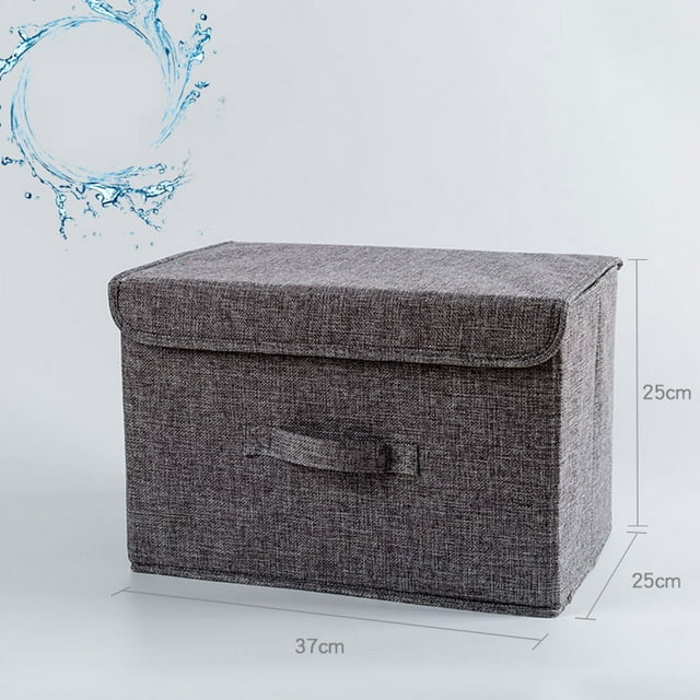 Innerwin Storage Cube Linen Fabric Basket Bins Foldable Clothes Storages Box With Lids And Handle Toys Organizer Magazines Gray Small