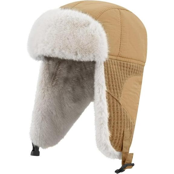 YooGuoGuo Winter Trapper Ski Hat for Men Trooper Russian Warm Hat Outdoor Skiing Ushanka Hat Snow Eskimo Hat with Ear Flaps