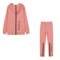thumbnail image 3 of Gibobby Conjunto de sudadera y pantalones Conjunto de pantalones de suéter largo suelto con estampado de en la parte delantera y trasera con cremallera larga (Rosa,G), 3 of 5
