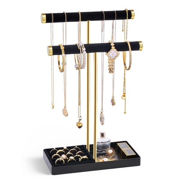 Expositor de Joyas Lolalet de 2 Niveles para Collares en Negro