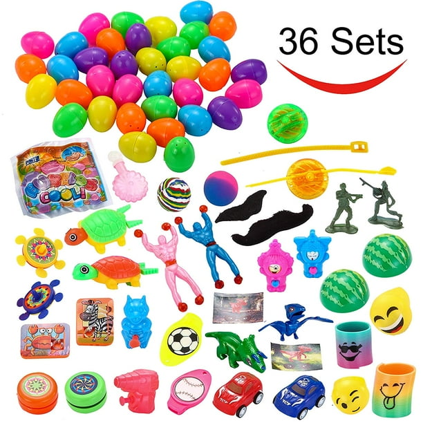 Joyin 36 Piece Easter Eggs with Toys Set Includes 18 2.25" Bright