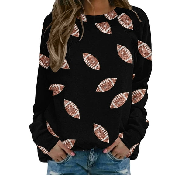 WRXMIJNHGSA Women's Sweatshirts Under $20 Womens Football Sweatshirt Game Day Oversized Sweatshirts Crewneck Long Sleeve Tunic Pullover Shirts Side Zipper Hoodies 2025 Fall Clothes