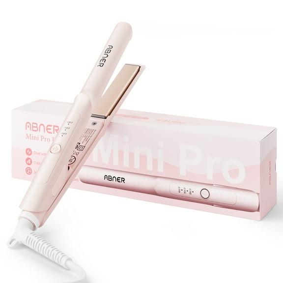 ABNER Mini Flat Iron 0.7 Inch Ceramic Hair Straightener, Small Flat Irons for Short Hair, Curls, Bangs - Adjustable Temperature, Travel-Size, Auto Shut Off, Dual Voltage for Women, Men